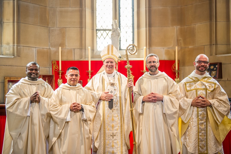 Archbishop Anthony Fisher Op with Sydney’s newest priests. Photo: Giovanni Portelli